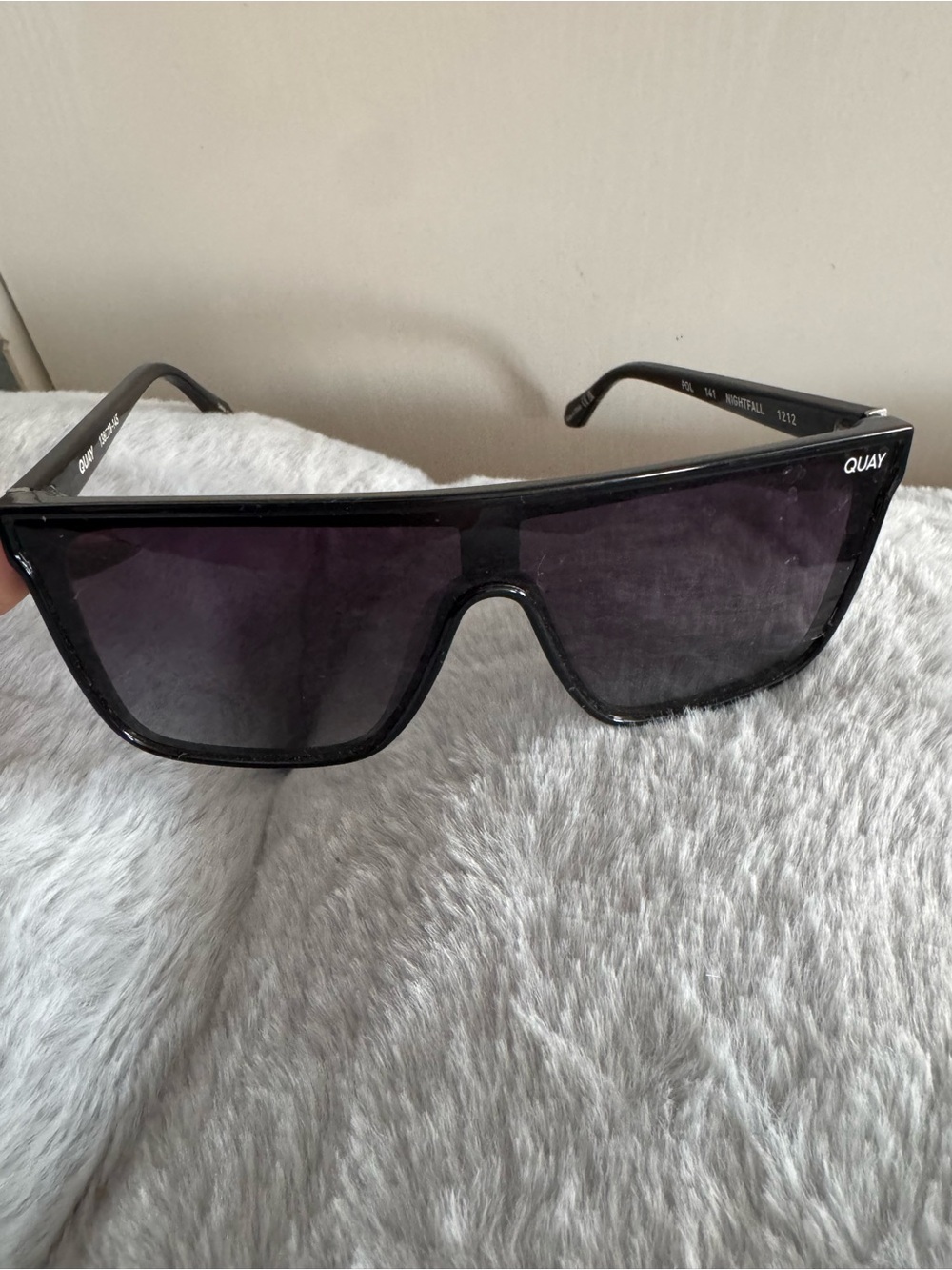 Quay Australia Black Shield Sunglasses with Dark Gray Lenses